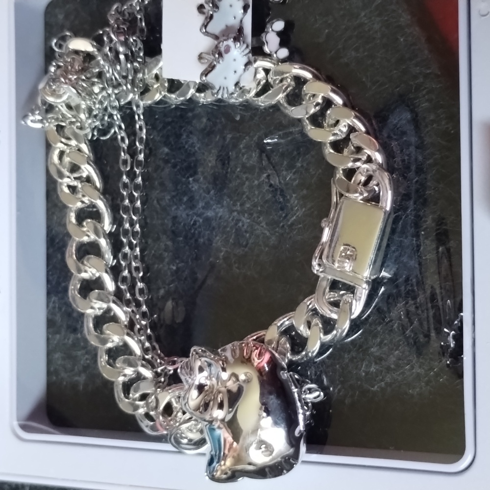 Silver Chain Bracelet with Hello Kitty Charm And Silver Link Bracelet. - Picture 3 of 3